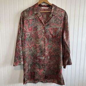 Victoria's Secret nightgown women size medium polyester paisley long sleeve